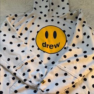 Drew House Cream Hoodie with Black Polka Dots